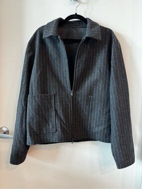 Harrington Pinstripe Wool Blend Jacket